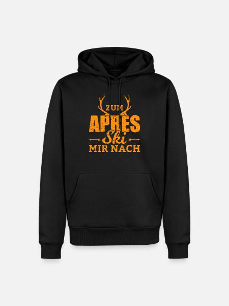 Zum Apres Ski Mir Nach Lustiger Ski Spruch - Männer Premium Bio Hoodie - Schwarz