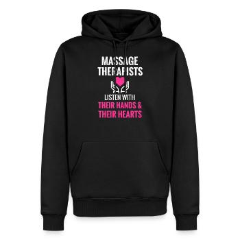 Masseuse Idée cadeau Massage thérapeute massage - Sweat à capuche Premium bio Homme - noir - Devant - Nico (187cm)