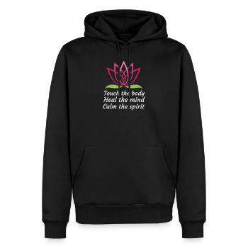Masseuse Idée cadeau Massage thérapeute massage - Sweat à capuche Premium bio Homme - noir - Devant - Nico (187cm)