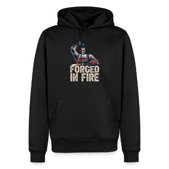Schmied Forged In Fire Schmiedekunst Metallbauer - Männer Premium Bio Hoodie - Schwarz - Vorne - Nico (187cm)