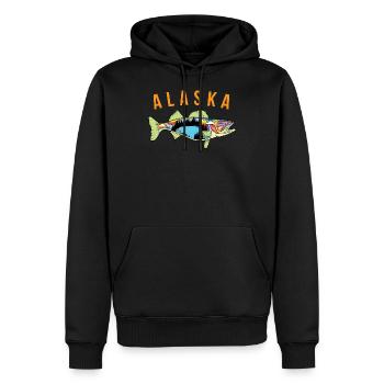 Alaska State Pride T Shirt Alaska Walleye Fisherme - Sweat à capuche Premium bio Homme - noir - Devant - Nico (187cm)