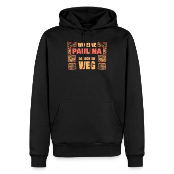 Spruch Paulina - Männer Premium Bio Hoodie - Schwarz - Vorne - Nico (187cm)