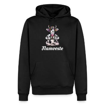 Yoga Kuh Namaste Shirt Lustiges Yoga Namaste - Männer Premium Bio Hoodie - Schwarz - Vorne - Nico (187cm)