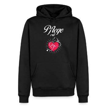 Pflege mit Herz Pflege mit Herz - Männer Premium Bio Hoodie - Schwarz - Vorne - Nico (187cm)