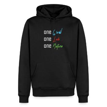 Nachhaltigkeit - Männer Premium Bio Hoodie - Schwarz - Vorne - Nico (187cm)