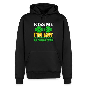 L’irlandais gay ou quoi de cadeau ? - Sweat à capuche Premium bio Homme - noir - Devant - Nico (187cm)