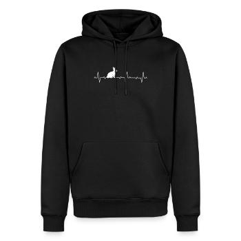 Hase Hasen Kaninchen Häschen Herzschlag - Männer Premium Bio Hoodie - Schwarz - Vorne - Nico (187cm)