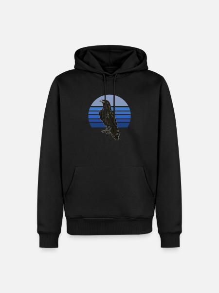 Crow Blue Retro - Männer Premium Bio Hoodie - Schwarz