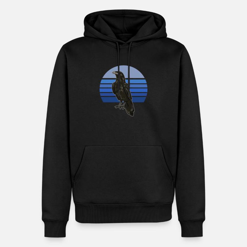 Crow Blue Rétro - Sweat à capuche Premium bio Homme - noir