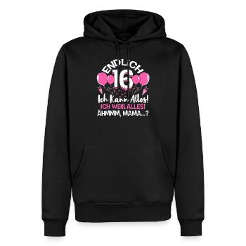 Endlich 16 Ich Kann Alles Ich Weiß Alles - Männer Premium Bio Hoodie - Schwarz - Vorne - Nico (187cm)