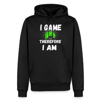 I Game Therefore I Am Gamer humor - Männer Premium Bio Hoodie - Schwarz - Vorne - Nico (187cm)