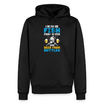Pêche - Sweat à capuche Premium bio Homme - noir - Devant - Nico (187cm)