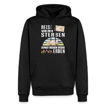 Reise vor dem Sterben - Campen Wohnmobil - Männer Premium Bio Hoodie - Schwarz - Vorne - Nico (187cm)