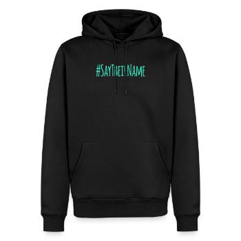 Say their Name Hanau Black Lives Matter - Sweat à capuche Premium bio Homme - noir - Devant - Nico (187cm)