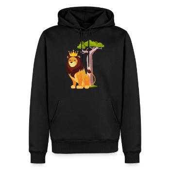 Roi lion - Sweat à capuche Premium bio Homme - noir - Devant - Nico (187cm)