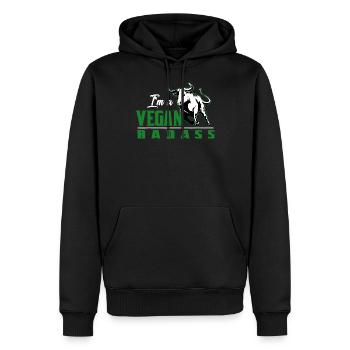 vegan gift fruit saying eco cool vegetarian - Men’s Premium Organic Hoodie - black - Front - Nico (187cm)