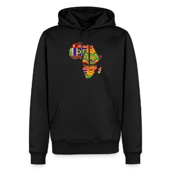 Cool Africa Map Kente Cloth for Where African Lover - Men’s Premium Organic Hoodie - black - Front - Nico (187cm)