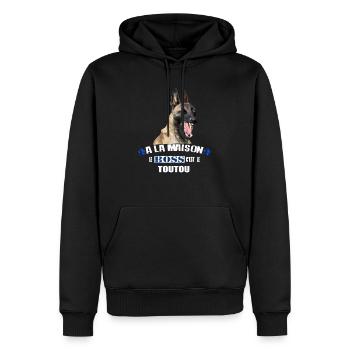 Malinois à la maison le boss c est le toutou - Sweat à capuche Premium bio Homme - noir - Devant - Nico (187cm)