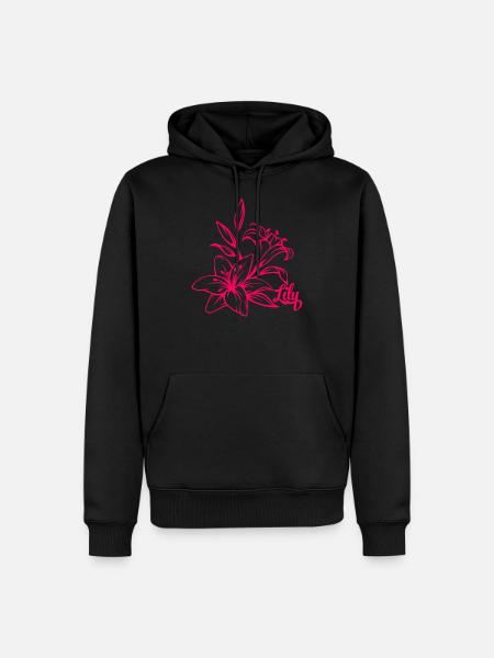 Lily Blossom Plant - Men’s Premium Organic Hoodie - black