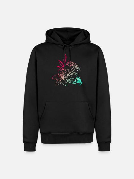 Lys fleurs plante - Sweat à capuche Premium bio Homme - noir