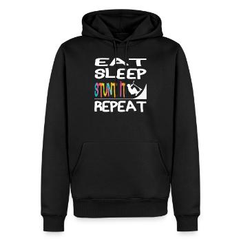 Eat Sleep Stunt it Repeat Scooter Stunt Kids - Men’s Premium Organic Hoodie - black - Front - Nico (187cm)