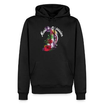 La musique est ma passion - Musique is my passion - Sweat à capuche Premium bio Homme - noir - Devant - Nico (187cm)