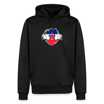 Born in Yugoslavia - Lustiges Jugoslawien Balkan - Männer Premium Bio Hoodie - Schwarz - Vorne - Nico (187cm)