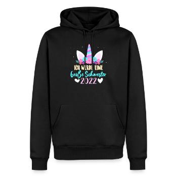 Kinder Ich werde Große Schwester 2022 Einhorn - Männer Premium Bio Hoodie - Schwarz - Vorne - Nico (187cm)