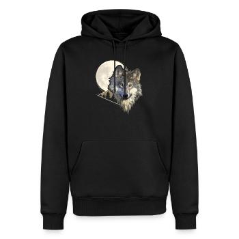 Grey Wolf Hunting In The Mountains Wolf - Sweat à capuche Premium bio Homme - noir - Devant - Nico (187cm)