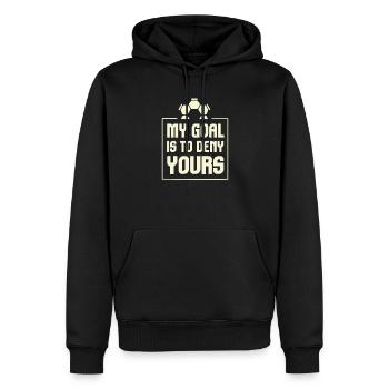My Goal Is To Deny Yours Soccer Goalie Distressed - Männer Premium Bio Hoodie - Schwarz - Vorne - Nico (187cm)
