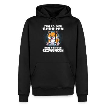 Zum Zocken geboren zur Schule gezwungen Shiba Hund - Männer Premium Bio Hoodie - Schwarz - Vorne - Nico (187cm)