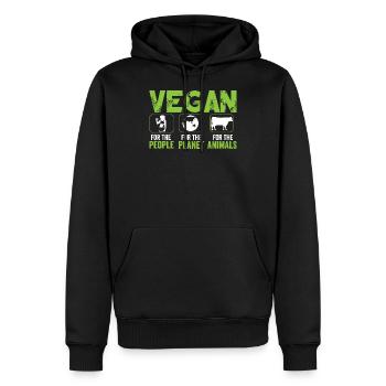 Vegan for People for Planet for Animals - Männer Premium Bio Hoodie - Schwarz - Vorne - Nico (187cm)