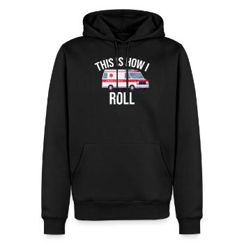 So rolle ich Ambulanz Parademic EMT - Männer Premium Bio Hoodie - Schwarz - Vorne - Nico (187cm)