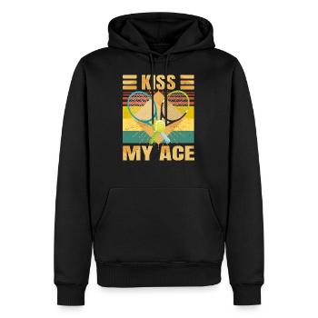 Kiss My Ace - Tennis Player - Funny Retro Sarcasm - Männer Premium Bio Hoodie - Schwarz - Vorne - Nico (187cm)