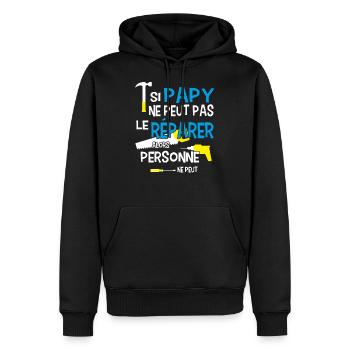 Papy bricoleur bricolage - Sweat à capuche Premium bio Homme - noir - Devant - Nico (187cm)