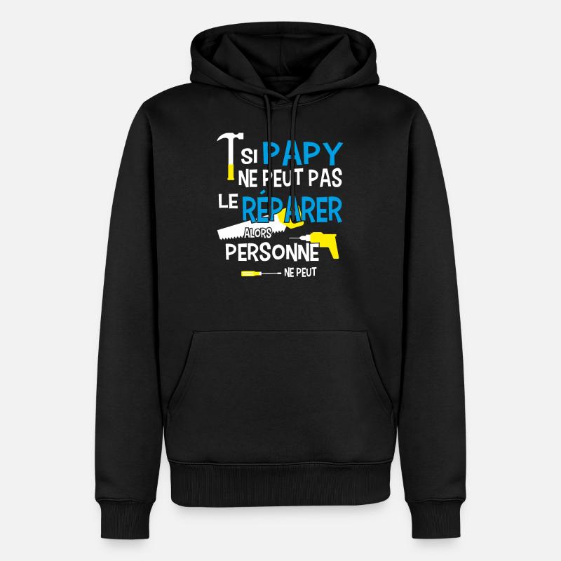 Papy bricoleur bricolage - Sweat à capuche Premium bio Homme - noir