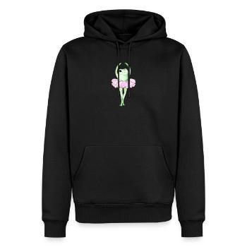 Aesthetic Frog Ballerina Retro Frog Drawing - Men’s Premium Organic Hoodie - black - Front - Nico (187cm)