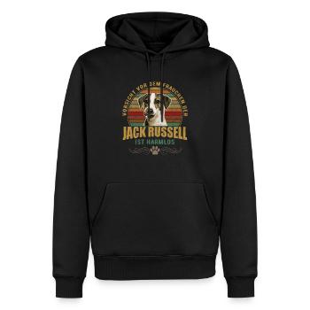 Beware of the woman Jack Russel is harmless - Men’s Premium Organic Hoodie - black - Front - Nico (187cm)