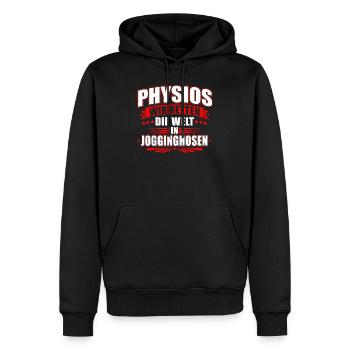 Physios - wir Retten die welt in Jogginghosen - Männer Premium Bio Hoodie - Schwarz - Vorne - Nico (187cm)