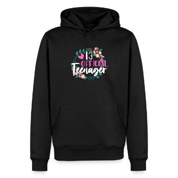 Adolescente Official Ado 13 ans anniversaire - Sweat à capuche Premium bio Homme - noir - Devant - Nico (187cm)