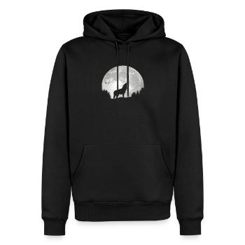 Wolf Conservation Predators Nature Full Moon Forest - Men’s Premium Organic Hoodie - black - Front - Nico (187cm)