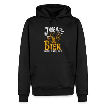 Jagd Jäger Evolution Hirsch Waidmann Lustig Spruch - Männer Premium Bio Hoodie - Schwarz - Vorne - Nico (187cm)
