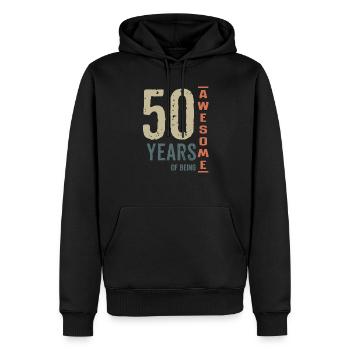 50 ANS D’ÊTRE GÉNIAL - Sweat à capuche Premium bio Homme - noir - Devant - Nico (187cm)