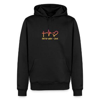 Faith Hope Love Bible Psalm Christian Verse Gift - Men’s Premium Organic Hoodie - black - Front - Nico (187cm)