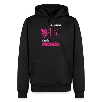 Je suis Une fée la fée PasChier - Sweat à capuche Premium bio Homme - noir - Devant - Nico (187cm)