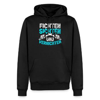 Fichten Sichten und Vernichten Wald Holz Forst - Männer Premium Bio Hoodie - Schwarz - Vorne - Nico (187cm)