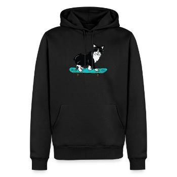 Funny Cat Skateboarding - Männer Premium Bio Hoodie - Schwarz - Vorne - Nico (187cm)