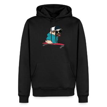 Funny Pug Skateboarding - Männer Premium Bio Hoodie - Schwarz - Vorne - Nico (187cm)