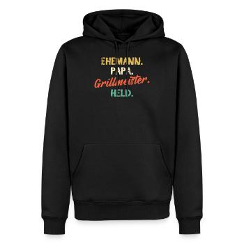 Ehemann Papa Grillmeister Held Vatertag Männertag - Männer Premium Bio Hoodie - Schwarz - Vorne - Nico (187cm)