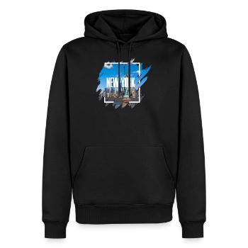USA New York Shirt / Poster - Männer Premium Bio Hoodie - Schwarz - Vorne - Nico (187cm)